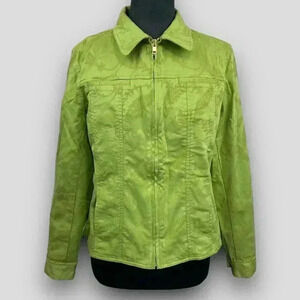 JONES NEW YORK Signature ladies medium lime zippered jacket textured  print‎